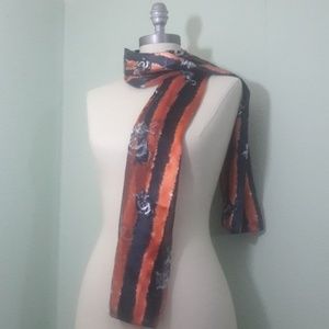 Cat scarf sheer silky feel polyester orange black